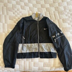 Vintage Nike Black and Gray Zip-Up Windbreaker Jacket